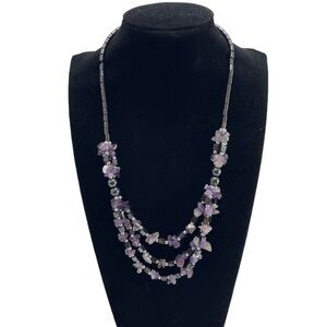 Artisan Designed Genuine Amethyst Stones & Spinel Beaded Necklace